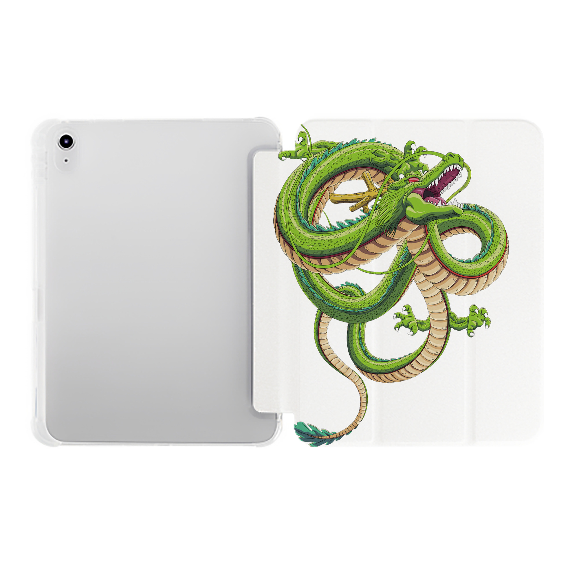 （画像用） ドラゴンボール 神龍 シェンロン DRAGON BALL Shenron IPad ケース ペン収納付き 三つ折りスタンド PUレザー×シリコン 対応機種9.5/10.5/10.9インチ